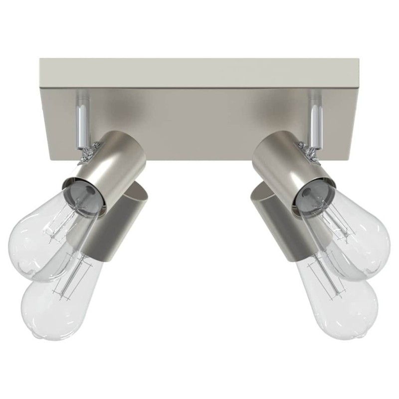 Projecteur de plafond 4 voies ajustable en nickel brossé E27 