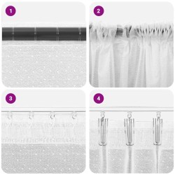 Rideaux avec des rideaux Floral Blanc 500 x 220 cm Polyester 