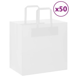 Sacs en papier 50 pcs avec poignées blanc 26x17x25 cm 