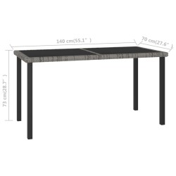 Table à dîner de jardin Gris 140x70x73 cm Résine tressée 