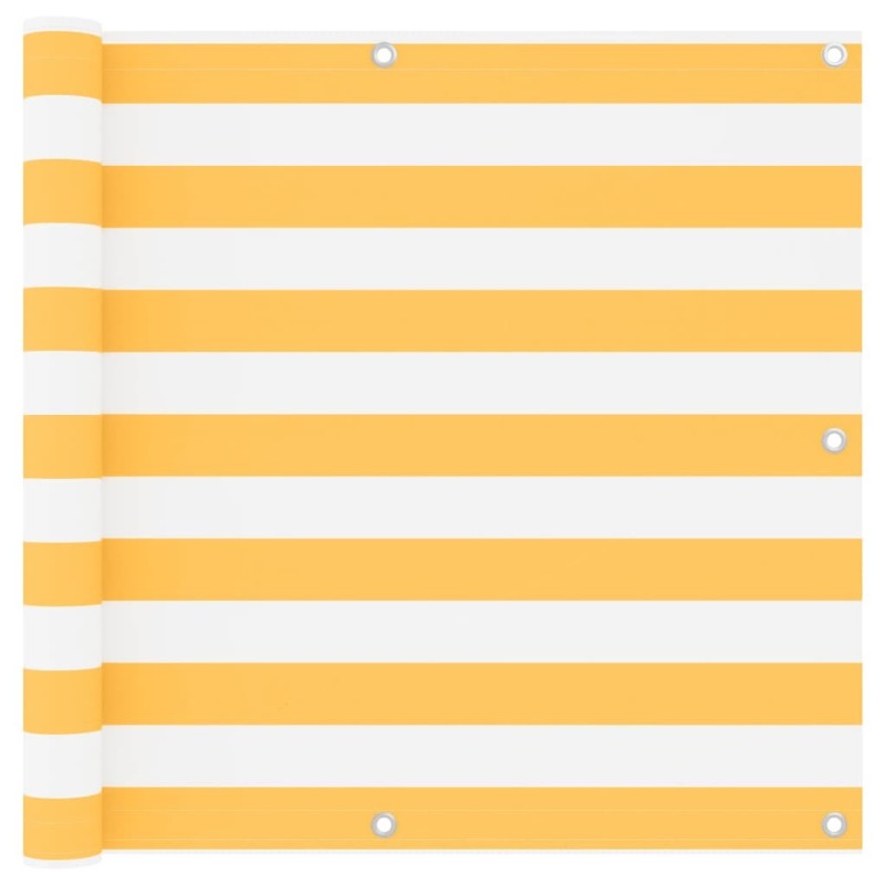 Écran de balcon Blanc et jaune 90x400 cm Tissu Oxford 