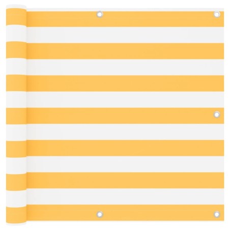 Écran de balcon Blanc et jaune 90x400 cm Tissu Oxford 