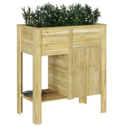 Bac de jardin surélevé avec rangement, 85 x 46 x 96 cm, en bois traité de pin. 