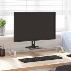 Support de moniteur blanc 80x20x8 cm verre trempé et métal 