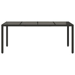 Table de jardin dessus en verre Noir 190x90x75cm Résine tressée 