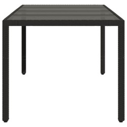Table de jardin dessus en verre Noir 190x90x75cm Résine tressée 