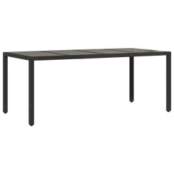 Table de jardin dessus en verre Noir 190x90x75cm Résine tressée 