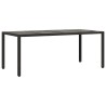 Table de jardin dessus en verre Noir 190x90x75cm Résine tressée 