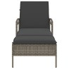 Chaise longue avec coussin gris 63x200x81 cm résine tressée 