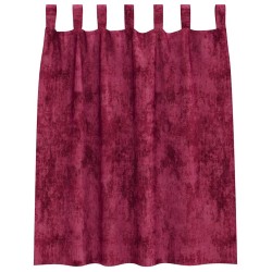 Ensemble de 2 rideaux en velours avec œillets rouge vin, 140 x 140 cm 