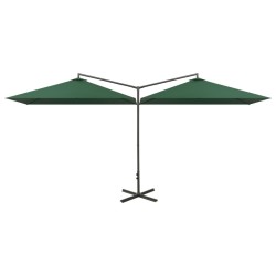 Parasol de jardin double avec mât en acier Vert 600x300 cm 