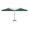 Parasol de jardin double avec mât en acier Vert 600x300 cm 