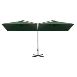 Parasol de jardin double avec mât en acier Vert 600x300 cm 