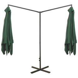 Parasol de jardin double avec mât en acier Vert 600x300 cm 