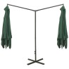 Parasol de jardin double avec mât en acier Vert 600x300 cm 