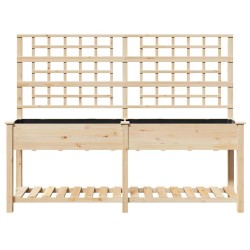 Jardinière avec treillis et étagère 203x53x152 cm en bois massif de sapin 
