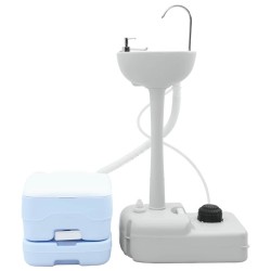 Toilettes de camping et stand de lavage des mains portables en bleu et blanc 