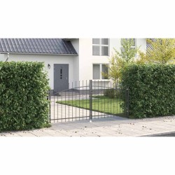 Portail de jardin avec un dessus en fer, double battant gris 100x300 cm en acier. 