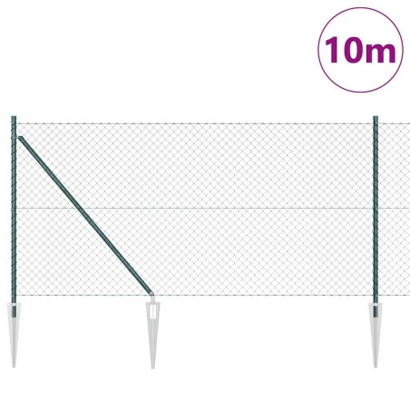 Jeu de Poteaux de Clôture Vert 1 x 10 m 