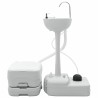 Toilettes de camping et support de lavage des mains portable Gris et Blanc 