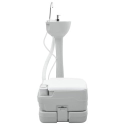 Toilettes de camping et support de lavage des mains portable Gris et Blanc 