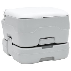 Toilettes de camping et support de lavage des mains portable Gris et Blanc 