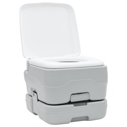 Toilettes de camping et support de lavage des mains portable Gris et Blanc 