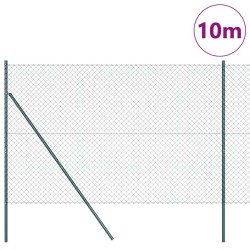Jeu de Poteaux de Clôture Vert 1.6 x 10 m Acier galvanisé 