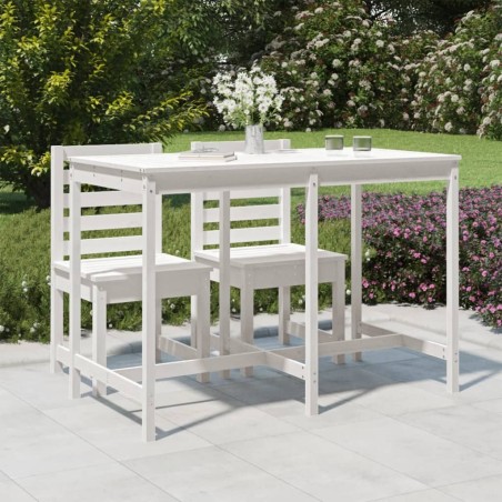 Table de jardin blanc 159,5x82,5x110 cm bois massif de pin 