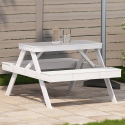 Table de pique-nique blanc 105x134x75 cm bois massif de pin 
