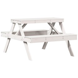 Table de pique-nique blanc 105x134x75 cm bois massif de pin 