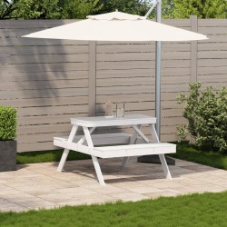 Table de pique-nique blanc 105x134x75 cm bois massif de pin 