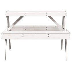Table de pique-nique blanc 105x134x75 cm bois massif de pin 