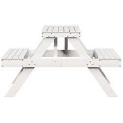 Table de pique-nique blanc 105x134x75 cm bois massif de pin 