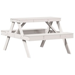 Table de pique-nique blanc 105x134x75 cm bois massif de pin 