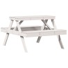 Table de pique-nique blanc 105x134x75 cm bois massif de pin 