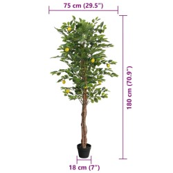 Citronnier artificiel avec 3 troncs vert 180 cm PP 