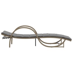 Chaise longue avec coussin beige 60x199x42 cm résine tressée 