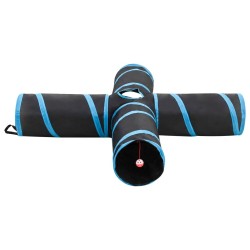 Tunnel pour chats à 4 voies Noir et bleu 132 cm Polyester 