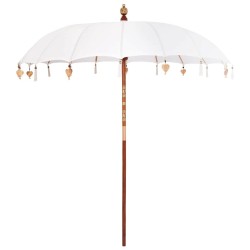 Parasol Crème x 250 cm Coton et bois massif 