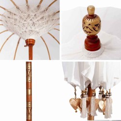 Parasol Crème x 250 cm Coton et bois massif 
