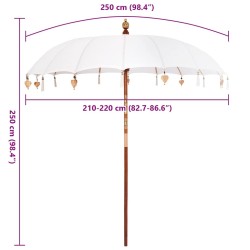 Parasol Crème x 250 cm Coton et bois massif 