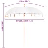Parasol Crème x 250 cm Coton et bois massif 