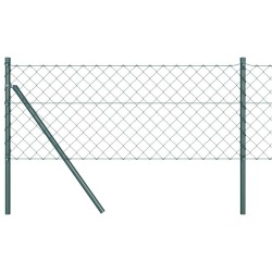Jeu de Poteaux de Clôture Vert 0.8 x 25 m Acier galvanisé 
