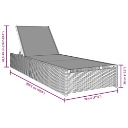 Chaise Longue Beige 60x200x27 cm Rattan Poly 
