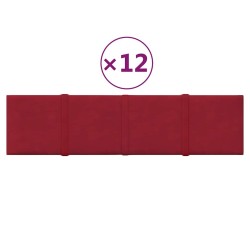 Panneaux muraux 12 pcs Rouge bordeaux 60x15 cm Velours 1,08 m² 