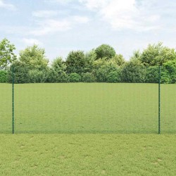 Clôture en fil soudé avec 11 poteaux en U Vert 1.4x25 m Acier 