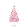 Arbre de Noël artificiel pré-éclairé et boules rose 240 cm PVC 
