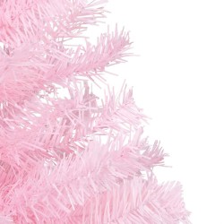 Arbre de Noël artificiel pré-éclairé et boules rose 240 cm PVC 