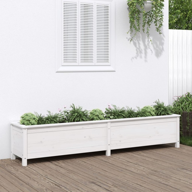 Lit surélevé de jardin blanc 199,5x40x39 cm bois de pin massif 